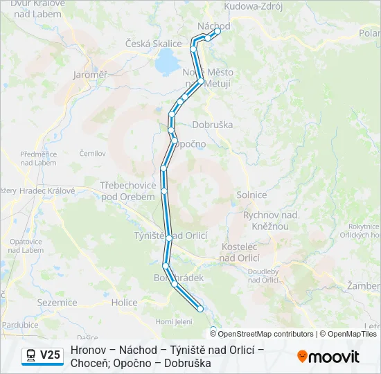 Поезд V25: карта маршрута