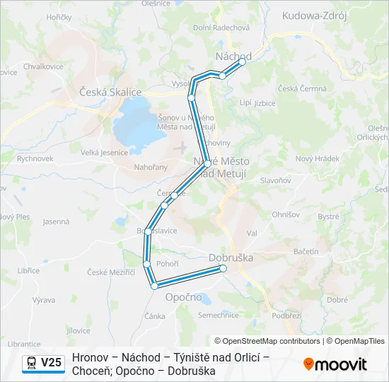 Поезд V25: карта маршрута