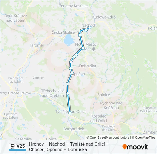 Поезд V25: карта маршрута