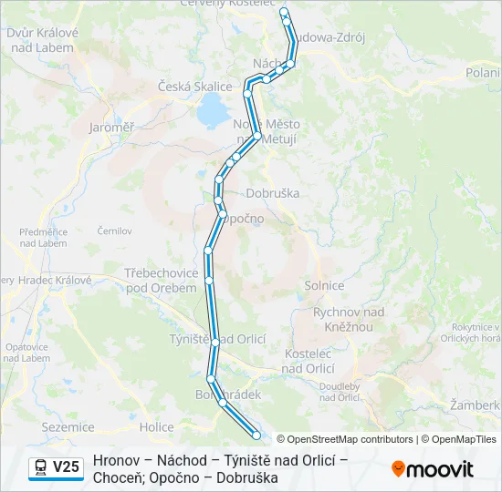 Поезд V25: карта маршрута