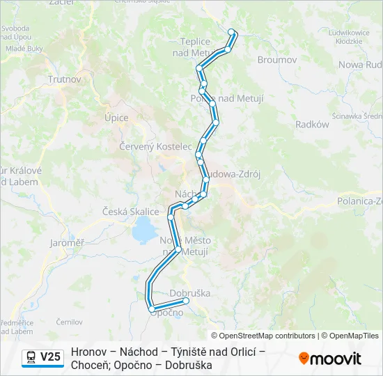 Поезд V25: карта маршрута