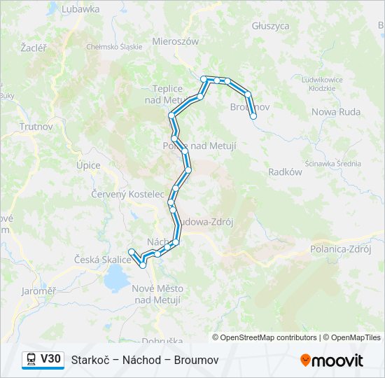 Поезд V30: карта маршрута