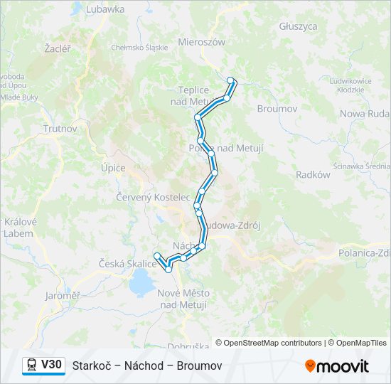 Поезд V30: карта маршрута