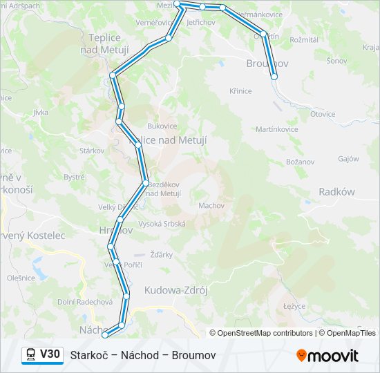 Поезд V30: карта маршрута