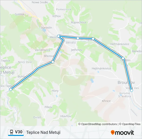 Поезд V30: карта маршрута
