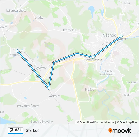 Поезд V31: карта маршрута