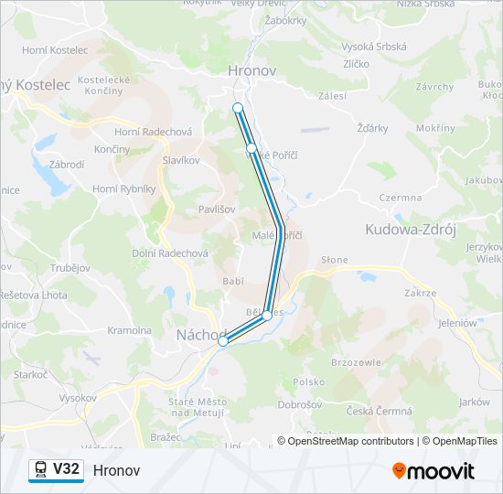 Поезд V32: карта маршрута