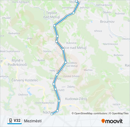 Поезд V32: карта маршрута