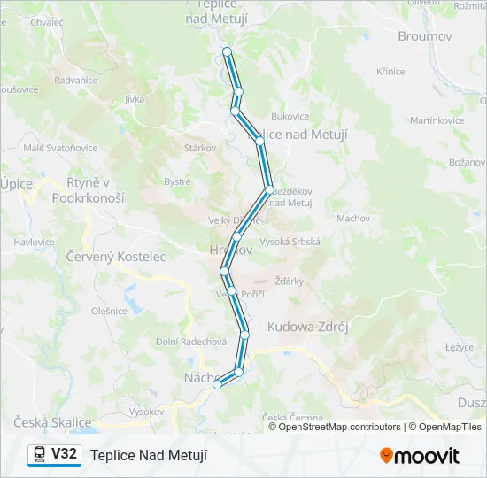 Поезд V32: карта маршрута
