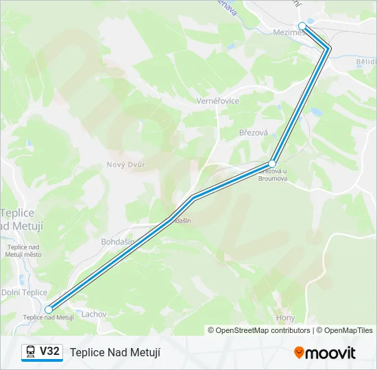 Поезд V32: карта маршрута