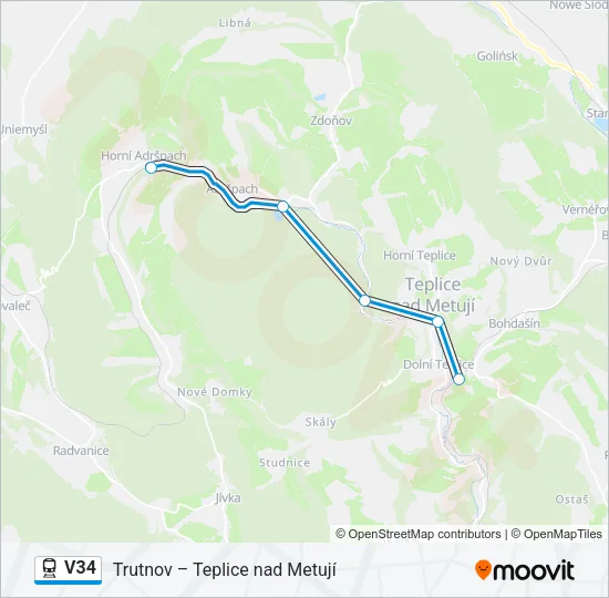 Поезд V34: карта маршрута