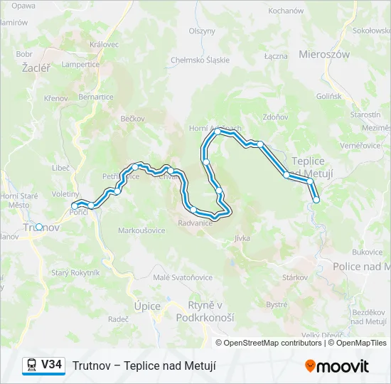 Поезд V34: карта маршрута