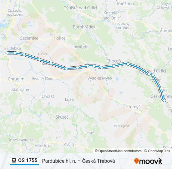 Поезд OS 1755: карта маршрута