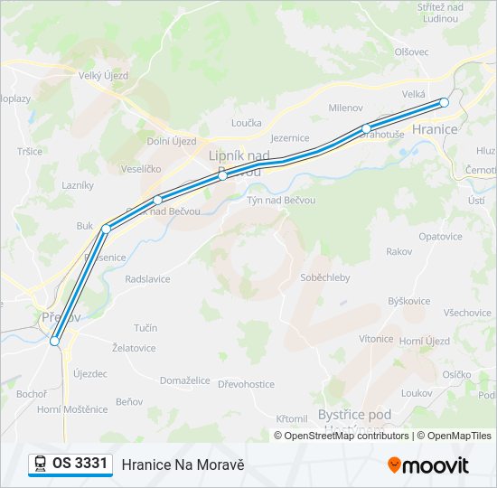 Поезд OS 3331: карта маршрута