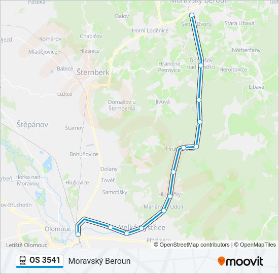 Поезд OS 3541: карта маршрута