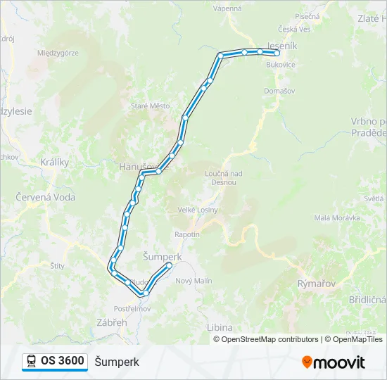 Поезд OS 3600: карта маршрута