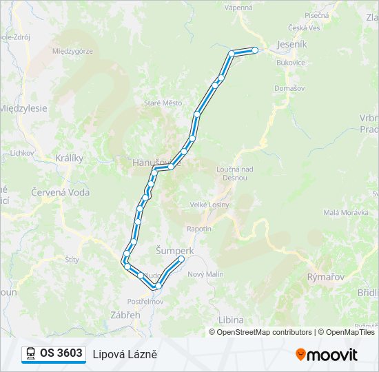 Поезд OS 3603: карта маршрута