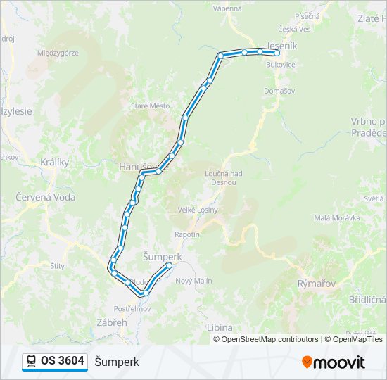 Поезд OS 3604: карта маршрута