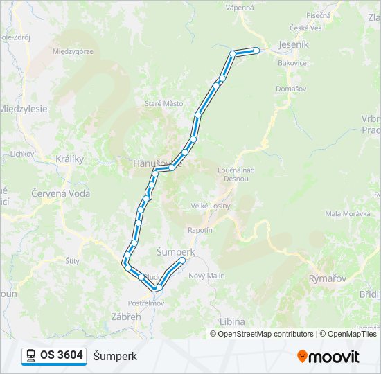 Поезд OS 3604: карта маршрута