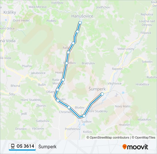 Поезд OS 3614: карта маршрута