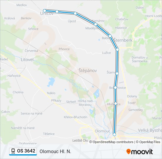 Поезд OS 3642: карта маршрута