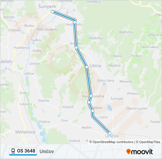 Поезд OS 3648: карта маршрута