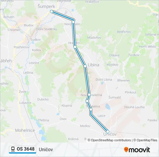Поезд OS 3648: карта маршрута