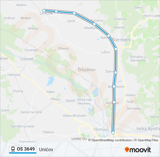 Поезд OS 3649: карта маршрута
