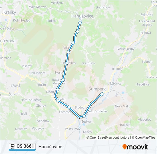 Поезд OS 3661: карта маршрута