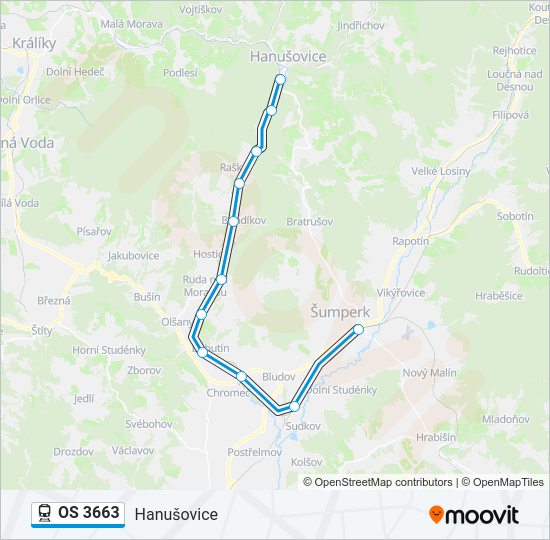 Поезд OS 3663: карта маршрута