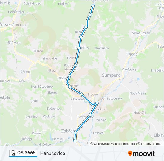 Поезд OS 3665: карта маршрута