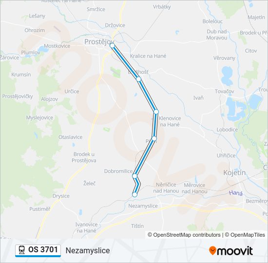 Поезд OS 3701: карта маршрута
