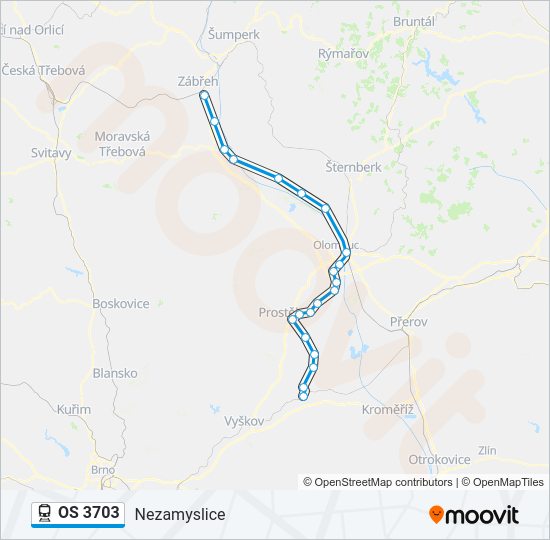 Поезд OS 3703: карта маршрута