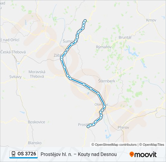 Поезд OS 3726: карта маршрута