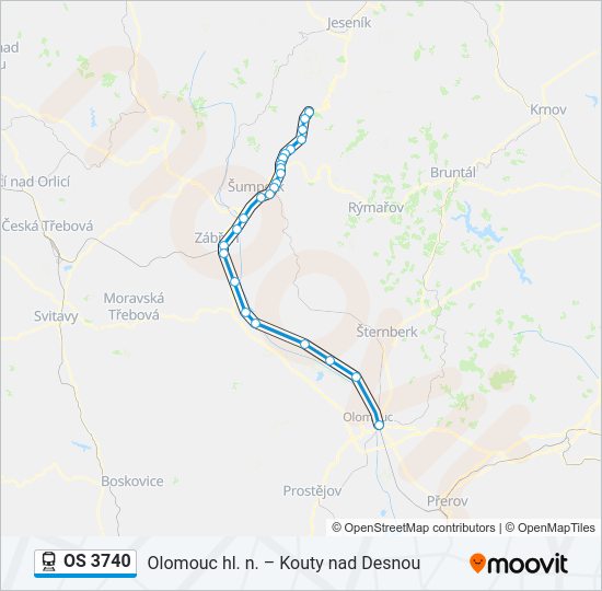 Поезд OS 3740: карта маршрута