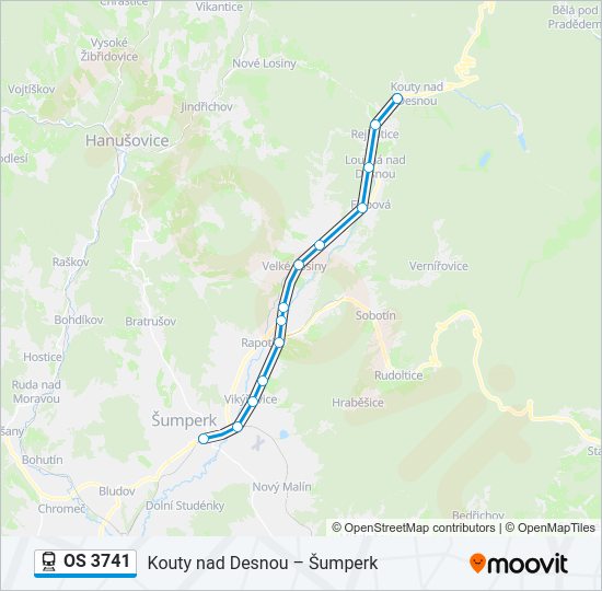 Поезд OS 3741: карта маршрута