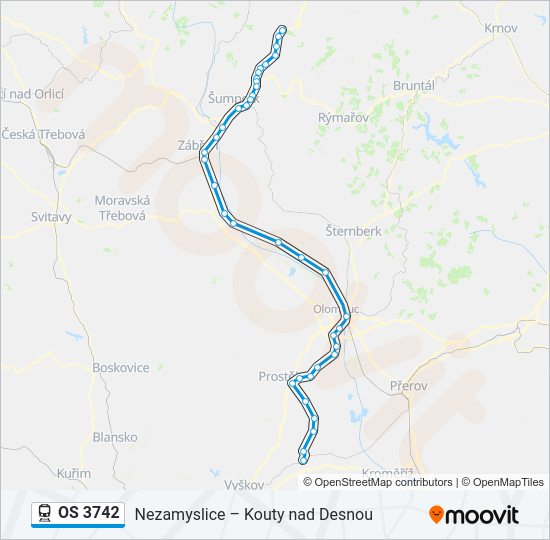 Поезд OS 3742: карта маршрута