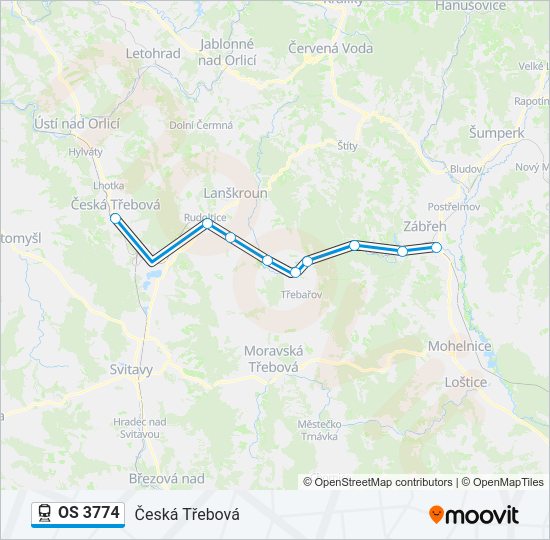 Поезд OS 3774: карта маршрута