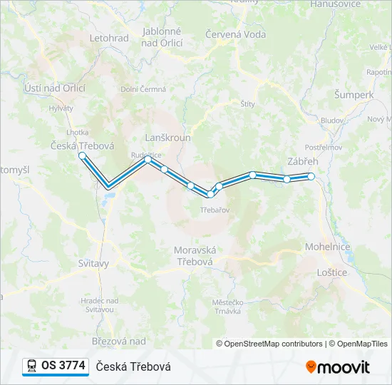 Поезд OS 3774: карта маршрута