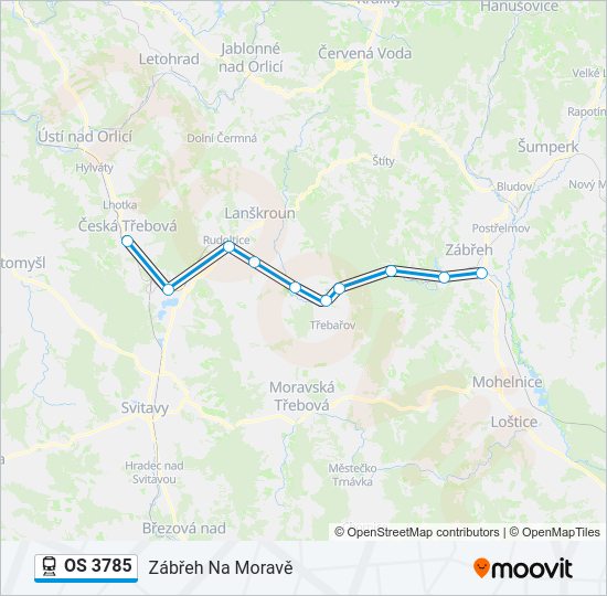 Поезд OS 3785: карта маршрута