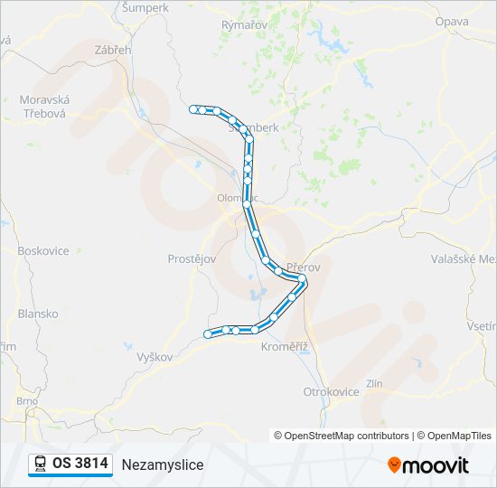 Поезд OS 3814: карта маршрута