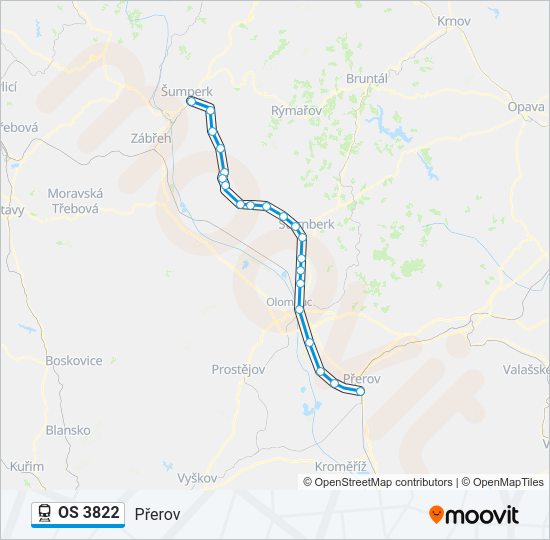 Поезд OS 3822: карта маршрута
