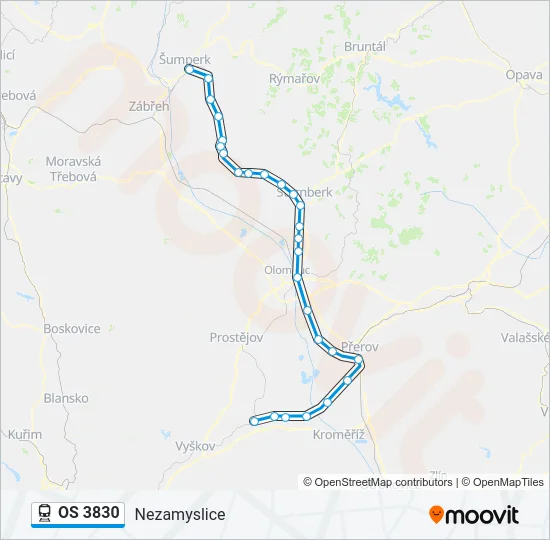 Поезд OS 3830: карта маршрута