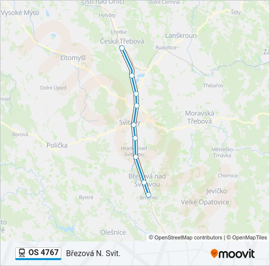 Поезд OS 4767: карта маршрута