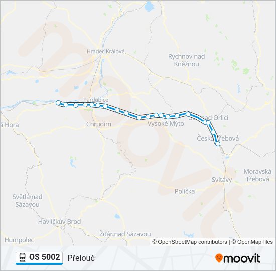 Поезд OS 5002: карта маршрута