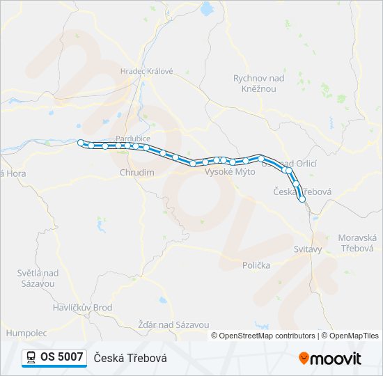 Поезд OS 5007: карта маршрута