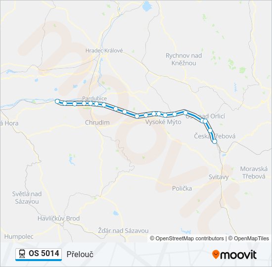Поезд OS 5014: карта маршрута