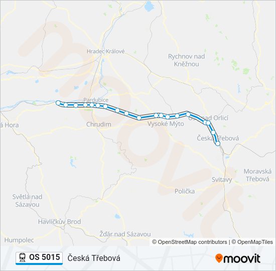 Поезд OS 5015: карта маршрута