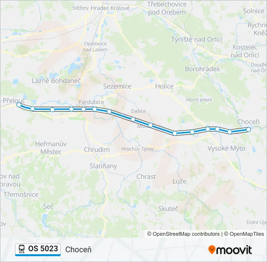 Поезд OS 5023: карта маршрута
