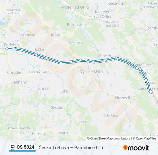 Поезд OS 5024: карта маршрута